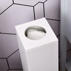 Meuble de rangement vertical de salle de bain blanc mat avec 3 étagères et ouverture supérieure pour mouchoirs