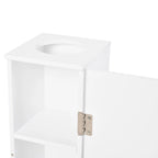 Meuble de rangement vertical de salle de bain blanc mat avec 3 étagères et ouverture supérieure pour mouchoirs