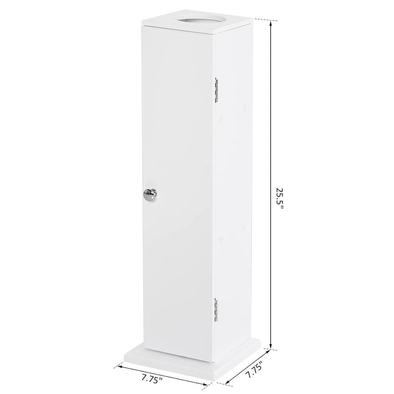Meuble de rangement vertical de salle de bain blanc mat avec 3 étagères et ouverture supérieure pour mouchoirs