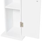 Meuble de rangement vertical de salle de bain blanc mat avec 3 étagères et ouverture supérieure pour mouchoirs