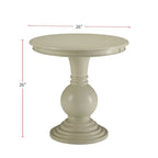 Table d'appoint piédestal ronde traditionnelle en bois avec plateau blanc antique et base sphérique