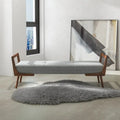 Banc rembourré en tissu noyer, style moderne du milieu du siècle, avec pieds fuselés, 2 places