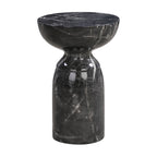 Table d'appoint ronde en béton, imitation marbre noir, entièrement assemblée