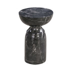 Table d'appoint ronde en béton, imitation marbre noir, entièrement assemblée