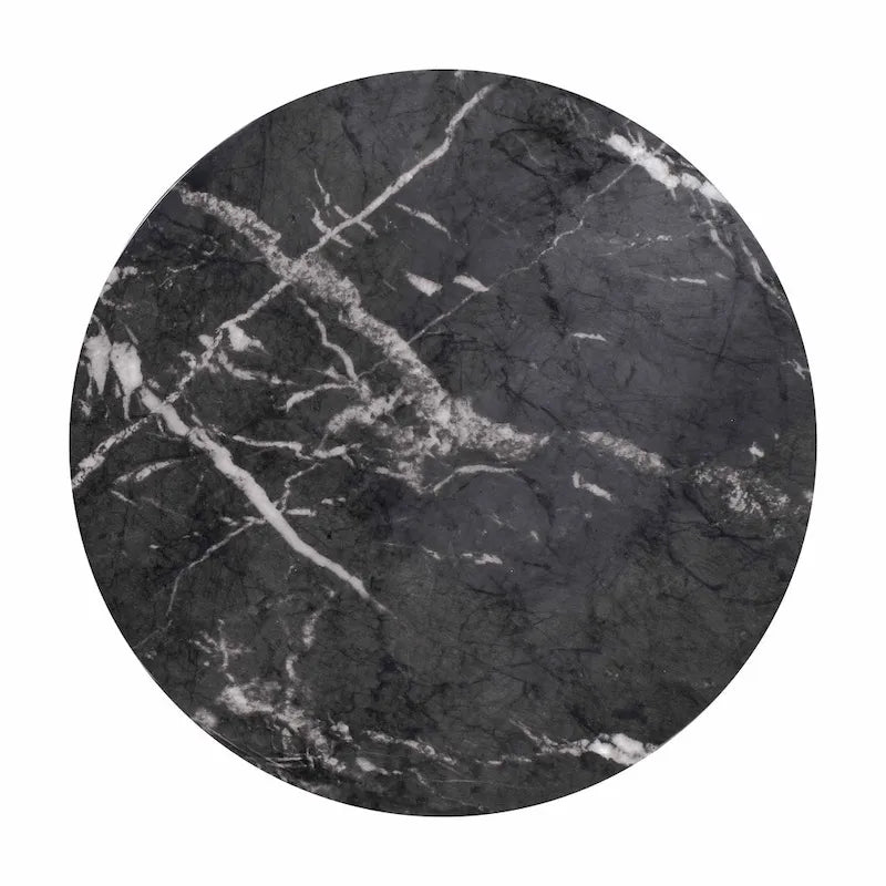 Table d'appoint ronde en béton, imitation marbre noir, entièrement assemblée