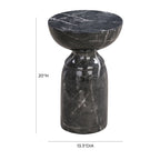 Table d'appoint ronde en béton, imitation marbre noir, entièrement assemblée