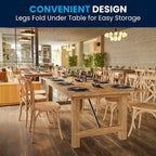 8' x 40 Rectangular Antique Rustic Solid Pine Folding Farm Table - 96D x 40W x 30H