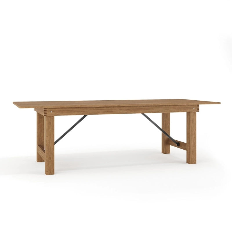 Table de salle à manger pliante Farmhouse, Rustique antique / Blanc / Acajou / Naturel, 8 places