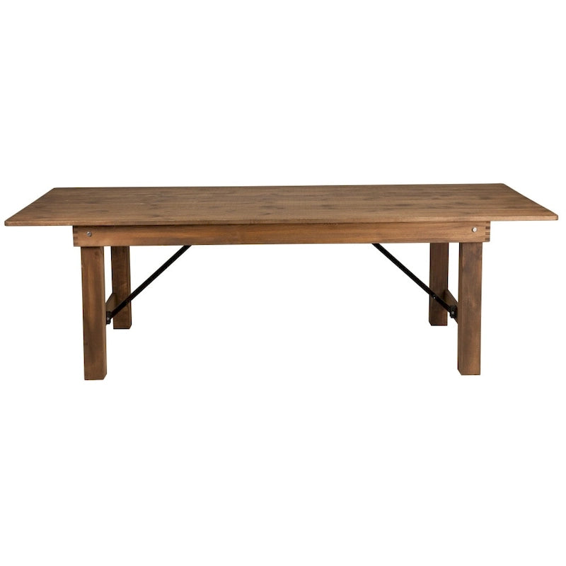 Table de salle à manger pliante Farmhouse, Rustique antique / Blanc / Acajou / Naturel, 8 places