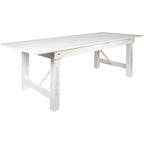 Table de salle à manger pliante Farmhouse, Rustique antique / Blanc / Acajou / Naturel, 8 places