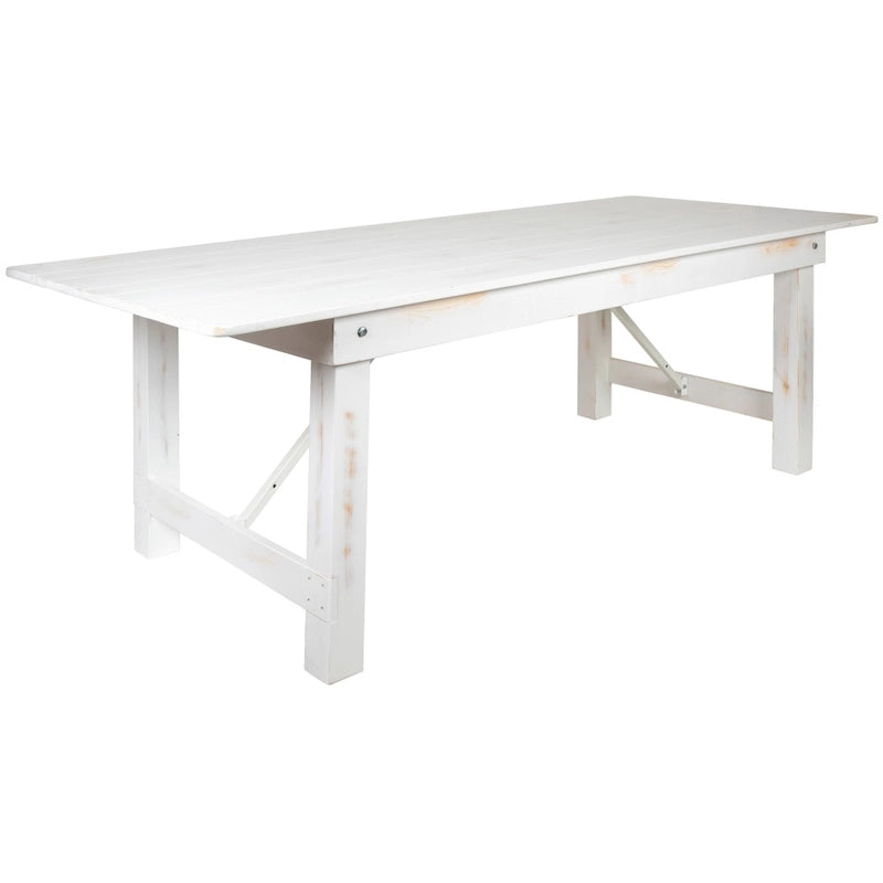 Table de salle à manger pliante Farmhouse, Rustique antique / Blanc / Acajou / Naturel, 8 places