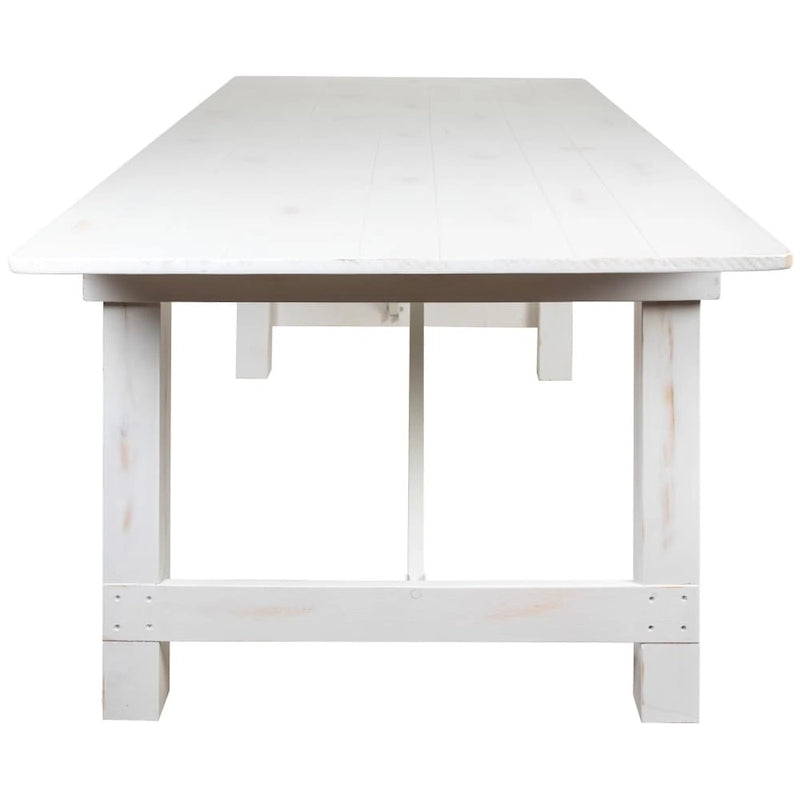 Table de salle à manger pliante Farmhouse, Rustique antique / Blanc / Acajou / Naturel, 8 places