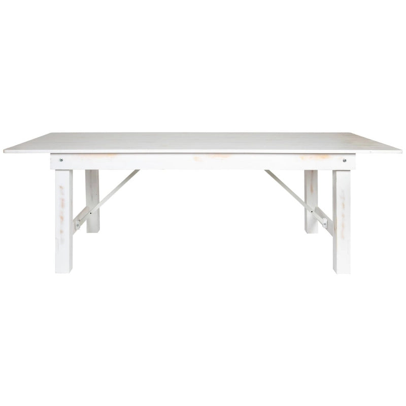 Table de salle à manger pliante Farmhouse, Rustique antique / Blanc / Acajou / Naturel, 8 places