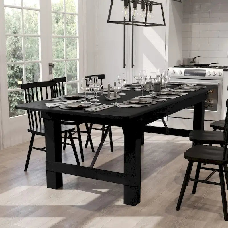 Table de salle à manger pliante Farmhouse, Rustique antique / Blanc / Acajou / Naturel, 8 places