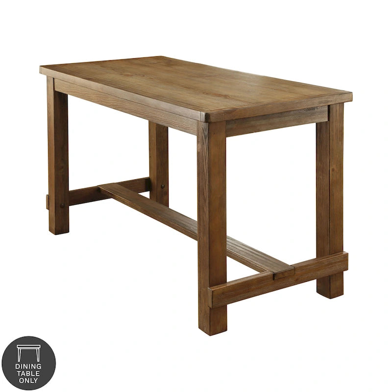 Table de salle à manger rustique hauteur comptoir, Chêne rustique, Bois massif, 4 à 6 places
