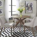 Table à manger ronde sur pied, noyer, base en X, pour 4, style Mid-Century Modern