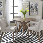 Table à manger ronde sur pied, noyer, base en X, pour 4, style Mid-Century Modern