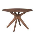 Table à manger ronde sur pied, noyer, base en X, pour 4, style Mid-Century Modern