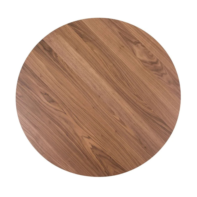 Table à manger ronde sur pied, noyer, base en X, pour 4, style Mid-Century Modern