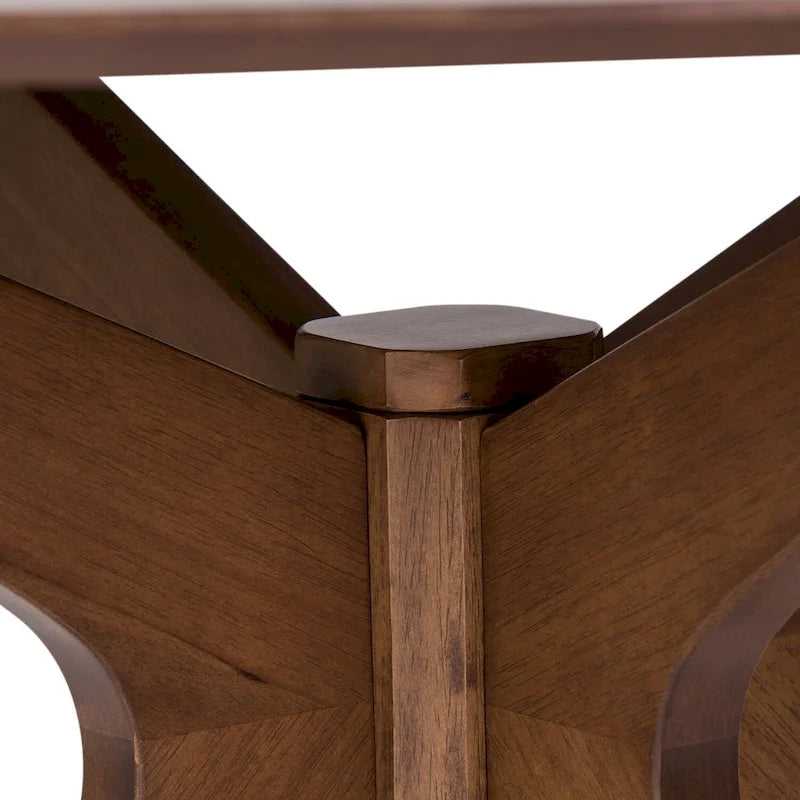 Table à manger ronde sur pied, noyer, base en X, pour 4, style Mid-Century Modern
