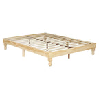 Cadre de lit plateforme de style américain, pin naturel, pieds de gourde, lit double / grand lit / très grand lit, pour 2