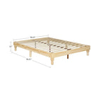 Cadre de lit plateforme de style américain, pin naturel, pieds de gourde, lit double / grand lit / très grand lit, pour 2