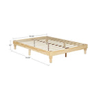 Cadre de lit plateforme de style américain, pin naturel, pieds de gourde, lit double / grand lit / très grand lit, pour 2