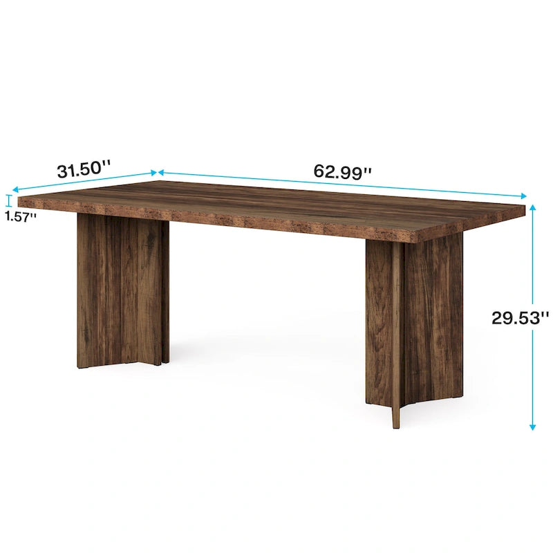 Table à manger rectangulaire 160 cm, Marron / Gris / Marron foncé / Chêne clair / Marron vieilli, Pour 4-6