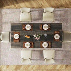 Table à manger rectangulaire 160 cm, Marron / Gris / Marron foncé / Chêne clair / Marron vieilli, Pour 4-6