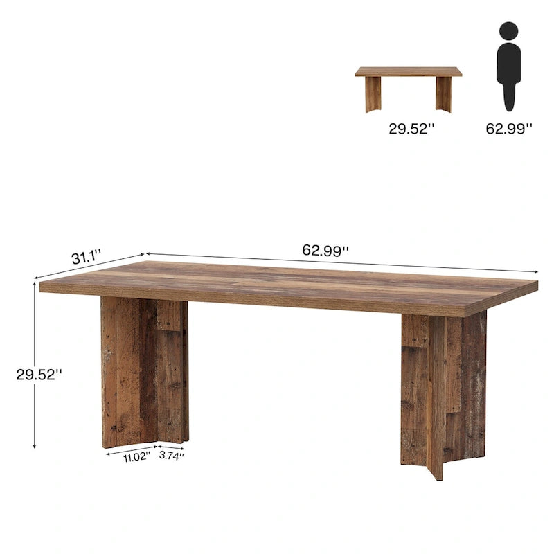 Table à manger rectangulaire 160 cm, Marron / Gris / Marron foncé / Chêne clair / Marron vieilli, Pour 4-6
