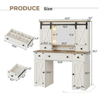 Coiffeuse de ferme avec miroir Hollywood et station de charge, Noyer / Blanc, Simple