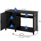 Meuble d'aquarium noir avec porte de grange et bandeau lumineux RVB, 208-284 litres, installation simple