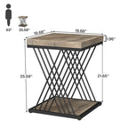 Table d'appoint carrée de style Mid-Century en faux marbre blanc+doré / gris+noir avec base en métal en X
