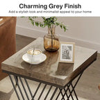 Table d'appoint carrée de style Mid-Century en faux marbre blanc+doré / gris+noir avec base en métal en X