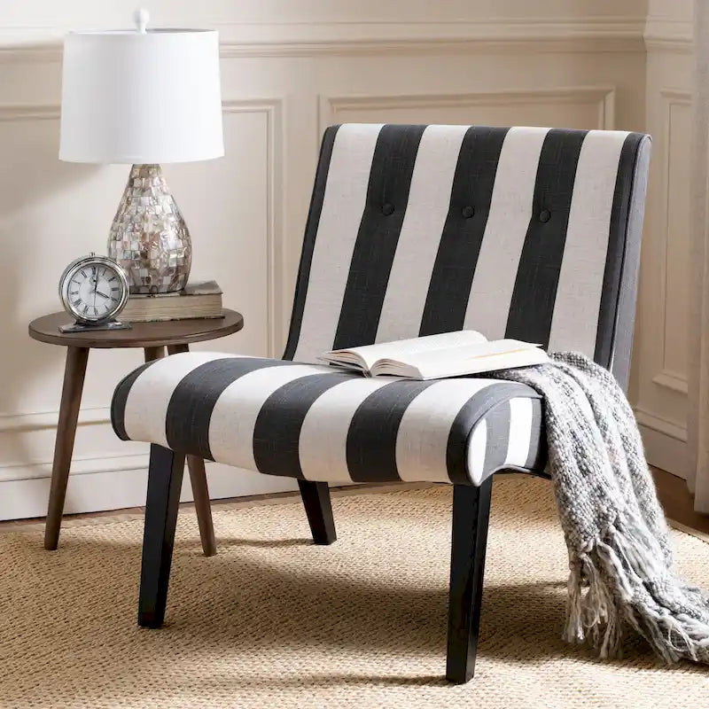 Fauteuil d'appoint rembourré Forest Green / Noir et Blanc / Pois de Senteur de style Mid-Century avec pieds en bois de bouleau, simple