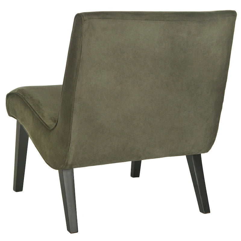 Fauteuil d'appoint rembourré Forest Green / Noir et Blanc / Pois de Senteur de style Mid-Century avec pieds en bois de bouleau, simple