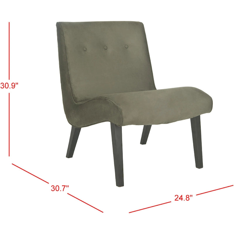Fauteuil d'appoint rembourré Forest Green / Noir et Blanc / Pois de Senteur de style Mid-Century avec pieds en bois de bouleau, simple