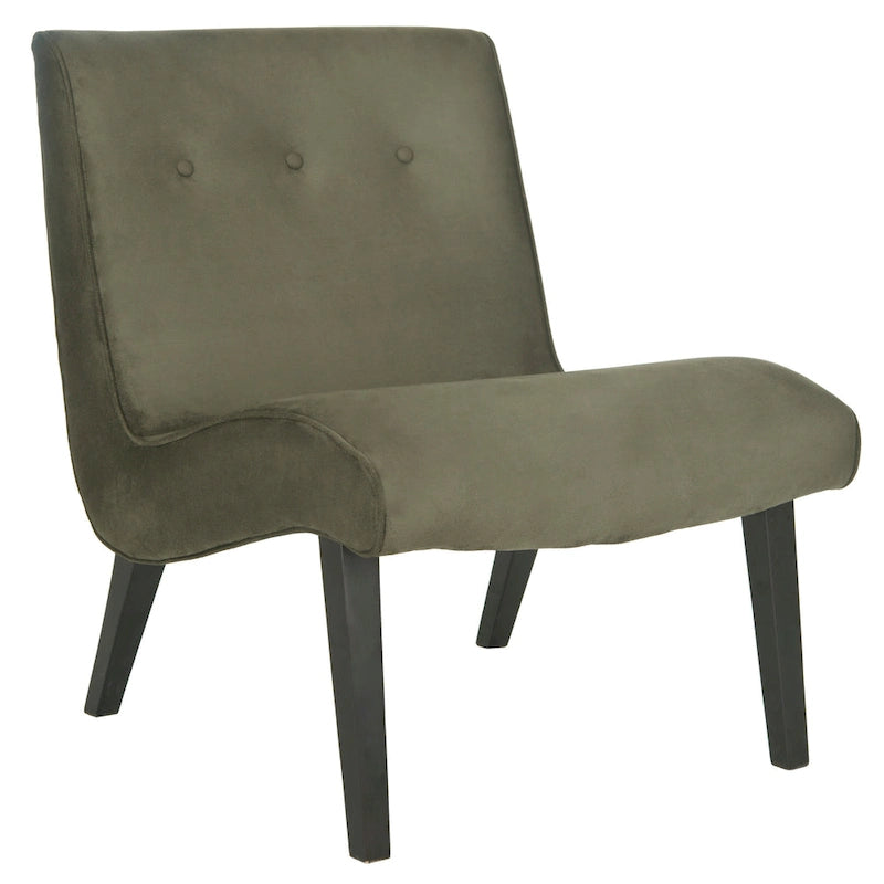 Fauteuil d'appoint rembourré Forest Green / Noir et Blanc / Pois de Senteur de style Mid-Century avec pieds en bois de bouleau, simple