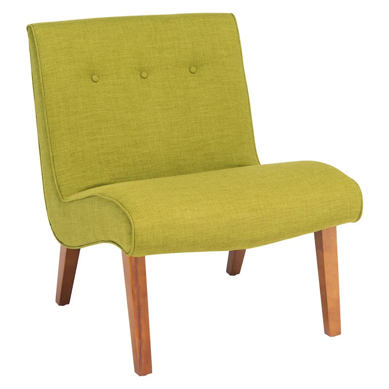 Fauteuil d'appoint rembourré Forest Green / Noir et Blanc / Pois de Senteur de style Mid-Century avec pieds en bois de bouleau, simple
