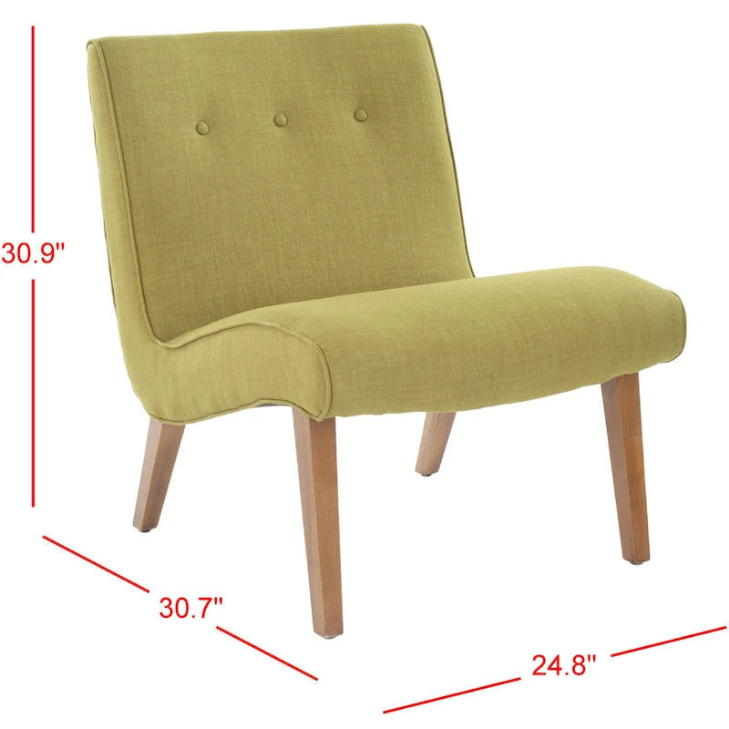 Fauteuil d'appoint rembourré Forest Green / Noir et Blanc / Pois de Senteur de style Mid-Century avec pieds en bois de bouleau, simple