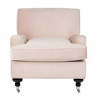 Fauteuil club en lin de transition avec garniture cloutée et pieds à roulettes, simple — Émeraude / Marron / Or / Noir et blanc / Rose poudré / Marine