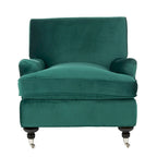 Fauteuil club en lin de transition avec garniture cloutée et pieds à roulettes, simple — Émeraude / Marron / Or / Noir et blanc / Rose poudré / Marine