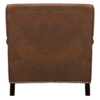 Fauteuil club en lin de transition avec garniture cloutée et pieds à roulettes, simple — Émeraude / Marron / Or / Noir et blanc / Rose poudré / Marine