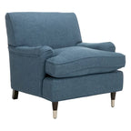Fauteuil club en lin de transition avec garniture cloutée et pieds à roulettes, simple — Émeraude / Marron / Or / Noir et blanc / Rose poudré / Marine