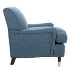 Fauteuil club en lin de transition avec garniture cloutée et pieds à roulettes, simple — Émeraude / Marron / Or / Noir et blanc / Rose poudré / Marine