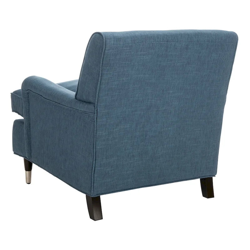 Fauteuil club en lin de transition avec garniture cloutée et pieds à roulettes, simple — Émeraude / Marron / Or / Noir et blanc / Rose poudré / Marine