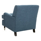 Fauteuil club en lin de transition avec garniture cloutée et pieds à roulettes, simple — Émeraude / Marron / Or / Noir et blanc / Rose poudré / Marine
