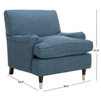 Fauteuil club en lin de transition avec garniture cloutée et pieds à roulettes, simple — Émeraude / Marron / Or / Noir et blanc / Rose poudré / Marine