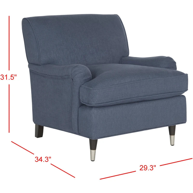 Fauteuil club en lin de transition avec garniture cloutée et pieds à roulettes, simple — Émeraude / Marron / Or / Noir et blanc / Rose poudré / Marine