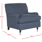Fauteuil club en lin de transition avec garniture cloutée et pieds à roulettes, simple — Émeraude / Marron / Or / Noir et blanc / Rose poudré / Marine